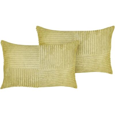 Beliani Coussins en velours vert olive - Ensemble de 2 - Design moderne - Publicité Beliani Coussins en velours vert olive - Ensemble de 2 - Design moderne - Publicité