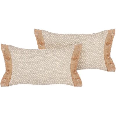 Beliani Beigene Geometrische Kissen - 2er Set 30x50cm Beliani Beigene Geometrische Kissen - 2er Set 30x50cm