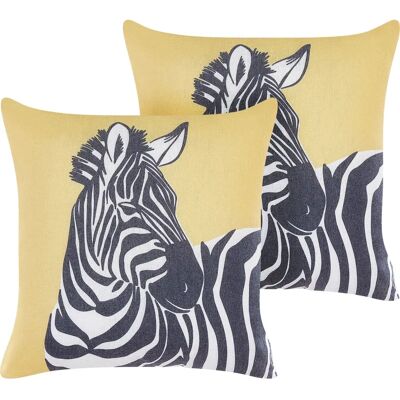 Beliani Ensemble de 2 Coussins Zèbre - Décoration Safari pour Enfants - Publicité Beliani Ensemble de 2 Coussins Zèbre - Décoration Safari pour Enfants - Publicité