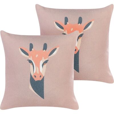 Beliani Motif girafe 2 coussins - Décor safari - Publicité Beliani Motif girafe 2 coussins - Décor safari - Publicité