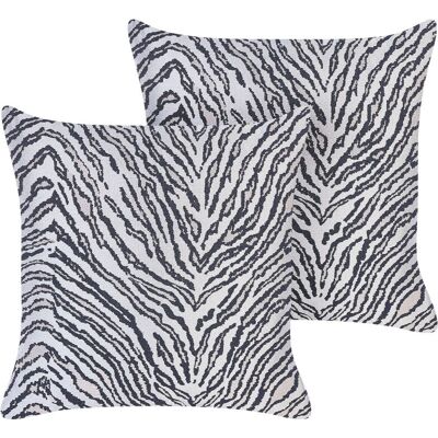 Beliani Conjunto de 2 Cojines Decorativos - Rayas de Cebra - 45x45 cm Beliani Conjunto de 2 Cojines Decorativos - Rayas de Cebra - 45x45 cm