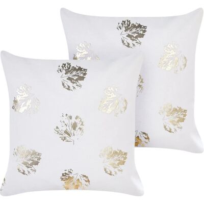 Beliani Ensemble de 2 Coussins Décoratifs Velours Motif Feuilles - Accessoires Décoratifs - Publicité Beliani Ensemble de 2 Coussins Décoratifs Velours Motif Feuilles - Accessoires Décoratifs - Publicité
