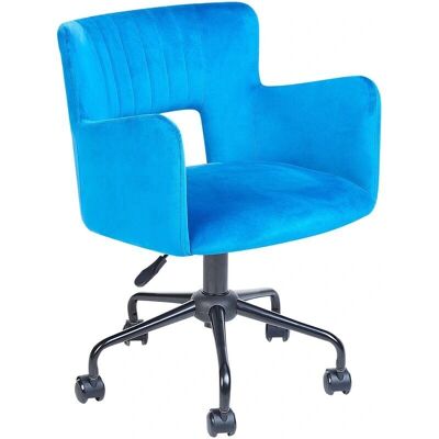 Chaise de Bureau Beliani Bleu Velours - Hauteur Réglable & Accoudoirs - Publicité Chaise de Bureau Beliani Bleu Velours - Hauteur Réglable & Accoudoirs - Publicité
