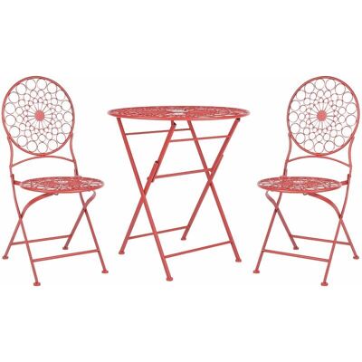 Beliani Garten Bistro-Set - Eisen, Faltbar, UV-beständig - Rot Beliani Garten Bistro-Set - Eisen, Faltbar, UV-beständig - Rot