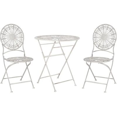 Beliani Garten Bistro Set Weiß Eisen Klappbar 2 Stühle Tisch Outdoor Used Look UV Rostschutz - Bistro Set Beliani Garten Bistro Set Weiß Eisen Klappbar 2 Stühle Tisch Outdoor Used Look UV Rostschutz - Bistro Set