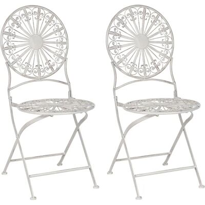 Beliani Ensemble de 2 Chaises de Jardin Blanc Vintage Pliables - Publicité Beliani Ensemble de 2 Chaises de Jardin Blanc Vintage Pliables - Publicité