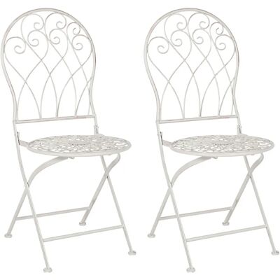 Beliani Garden Bistro Chairs White Metal Distressed Effect - Garden Chairs Beliani Garden Bistro Chairs White Metal Distressed Effect - Garden Chairs