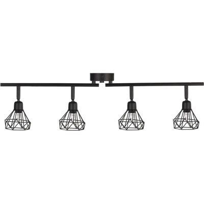 Beliani Deckenlampe Schwarz Metall 4 Leuchten Gitter Lampenschirme - Deckenlampe Beliani Deckenlampe Schwarz Metall 4 Leuchten Gitter Lampenschirme - Deckenlampe