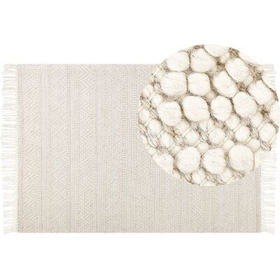 Beliani Alfombra de Lana Beige 160 x 230 cm - Alfombra Beliani Alfombra de Lana Beige 160 x 230 cm - Alfombra