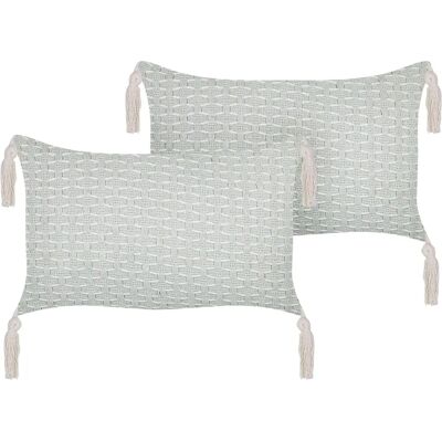 Ensemble de 2 Coussins Vert Menthe avec Motif Géométrique - Coussins - Publicité Ensemble de 2 Coussins Vert Menthe avec Motif Géométrique - Coussins - Publicité