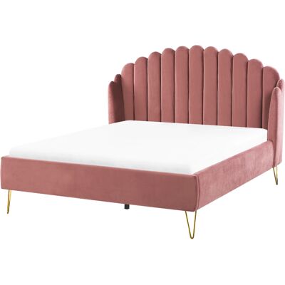 Lit en Velours Rose Beliani - Design Rétro - Publicité Lit en Velours Rose Beliani - Design Rétro - Publicité