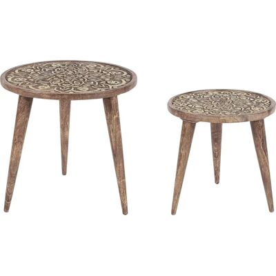 Ensemble de 2 Tables d'Appoint en Bois de Manguier - Tables d'Appoint - Publicité Ensemble de 2 Tables d'Appoint en Bois de Manguier - Tables d'Appoint - Publicité