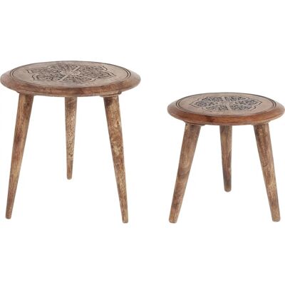 Beliani - Ensemble de 2 Tables d'Appoint en Bois de Manguier - Tables d'Appoint - Publicité Beliani - Ensemble de 2 Tables d'Appoint en Bois de Manguier - Tables d'Appoint - Publicité