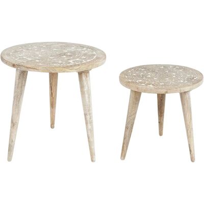 Ensemble de 2 Tables d'Appoint UDAY Blanches Rondes pour Salon - Publicité Ensemble de 2 Tables d'Appoint UDAY Blanches Rondes pour Salon - Publicité