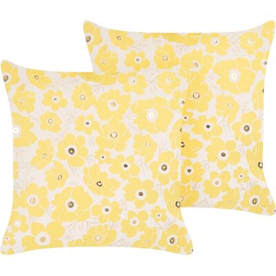 Beliani Set aus 2 Samt-Kissen mit Blumenmuster - Kissen Beliani Set aus 2 Samt-Kissen mit Blumenmuster - Kissen