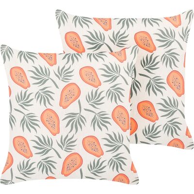 Beliani Ensemble de 2 Coussins Décoratifs - Multicolore - 45 x 45 cm - Design Tropical - Publicité Beliani Ensemble de 2 Coussins Décoratifs - Multicolore - 45 x 45 cm - Design Tropical - Publicité
