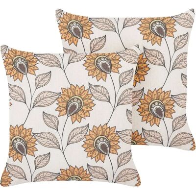 Beliani Ensemble de 2 Coussins Floral - 45x45 cm - Publicité Beliani Ensemble de 2 Coussins Floral - 45x45 cm - Publicité