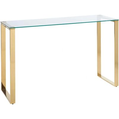 Beliani Table Console Dorée - Top en Verre Moderne - Publicité Beliani Table Console Dorée - Top en Verre Moderne - Publicité