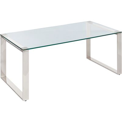 Beliani Table Basse Argentée en Verre Trempé - Acier Inoxydable - 100x50 cm - Publicité Beliani Table Basse Argentée en Verre Trempé - Acier Inoxydable - 100x50 cm - Publicité