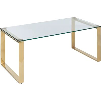 Beliani Table Basse Dorée en Verre Trempé - Coffee Table - Publicité Beliani Table Basse Dorée en Verre Trempé - Coffee Table - Publicité