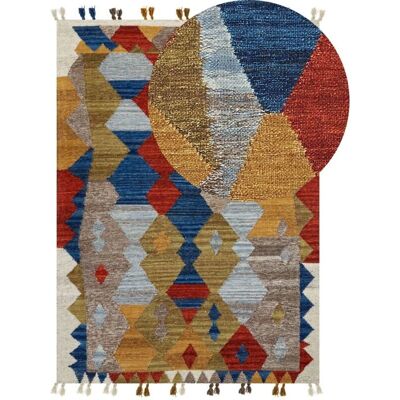 Alfombra Kilim de lana y algodón de Beliani - Multicolor - 200 x 300 cm - Hecho a mano estilo bohemio Alfombra Kilim de lana y algodón de Beliani - Multicolor - 200 x 300 cm - Hecho a mano estilo bohemio