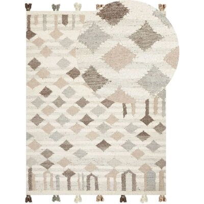 Alfombra Kilim de Lana Multicolor de Beliani - 160x230cm - Hecha a Mano, Patrón Geométrico Alfombra Kilim de Lana Multicolor de Beliani - 160x230cm - Hecha a Mano, Patrón Geométrico