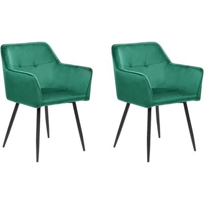 Beliani Ensemble de 2 Chaises en Velours Vert Émeraude - Chaises de Salle à Manger - Publicité Beliani Ensemble de 2 Chaises en Velours Vert Émeraude - Chaises de Salle à Manger - Publicité