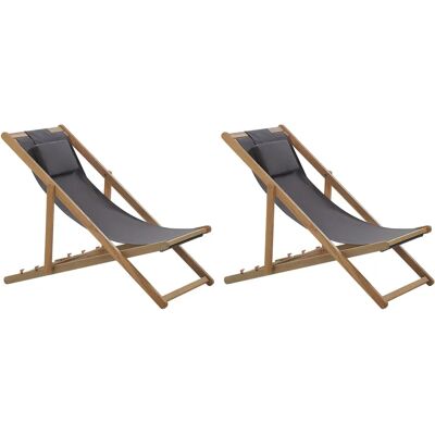 Beliani Leichtes Holz Faltbares Sonnenliege mit 2 Stoffen - Gartentisch Beliani Leichtes Holz Faltbares Sonnenliege mit 2 Stoffen - Gartentisch