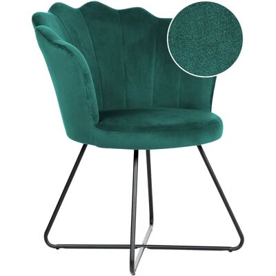 Sillón de terciopelo verde esmeralda negro respaldo concha sin reposabrazos Lovelock - Verde Sillón de terciopelo verde esmeralda negro respaldo concha sin reposabrazos Lovelock - Verde