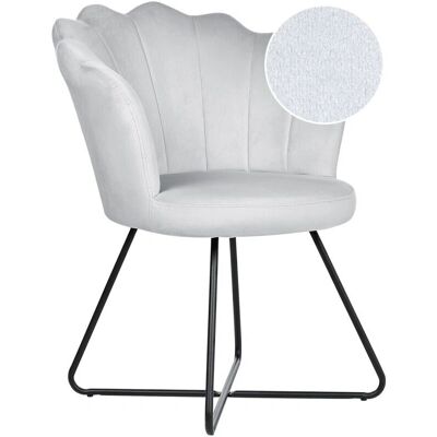 Sillón sin brazos de terciopelo gris con respaldo en forma de concha - Sillón Vintage Sillón sin brazos de terciopelo gris con respaldo en forma de concha - Sillón Vintage