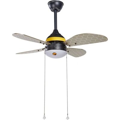 Ventilador de Techo Beliani con Luz - Forma de Abeja para Niños - 4 Aspas - Diseño Moderno Ventilador de Techo Beliani con Luz - Forma de Abeja para Niños - 4 Aspas - Diseño Moderno