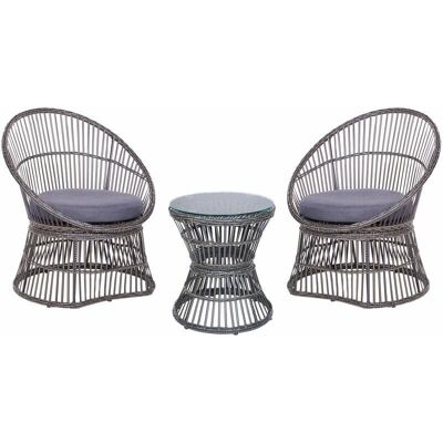 Beliani MESYNA Taupe Rattan Bistro Set - Ulkokalusteet Beliani MESYNA Taupe Rattan Bistro Set - Ulkokalusteet