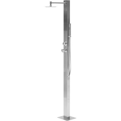 Ensemble de Douche Extérieure en Acier Inoxydable Beliani - Fonction Pluie - Jardin Moderne - Publicité Ensemble de Douche Extérieure en Acier Inoxydable Beliani - Fonction Pluie - Jardin Moderne - Publicité