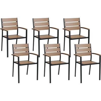 Beliani VERNIO Gartensessel-Set - Schwarz/Holzbraun - Gartenstühle Beliani VERNIO Gartensessel-Set - Schwarz/Holzbraun - Gartenstühle