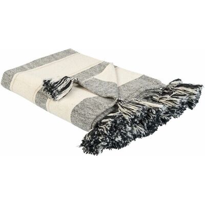 Beliani Beige Grey Cotton Throw Blanket - 130x170cm - Handmade Decor Beliani Beige Grey Cotton Throw Blanket - 130x170cm - Handmade Decor