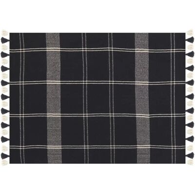 Beliani puuvillainen viltti 130 x 170 cm Musta - Ruutumainen kuvio Beliani puuvillainen viltti 130 x 170 cm Musta - Ruutumainen kuvio