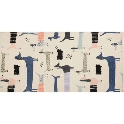 Alfombra infantil de algodón multicolor con motivo de perros - Beliani Alfombra infantil de algodón multicolor con motivo de perros - Beliani