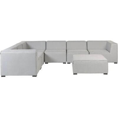 Conjunto de Sofá Esquinero Beliani Gris Claro Tapizado 7 Plazas con Otomano Interior Exterior - Conjunto de Sofá Esquinero Conjunto de Sofá Esquinero Beliani Gris Claro Tapizado 7 Plazas con Otomano Interior Exterior - Conjunto de Sofá Esquinero