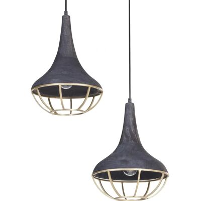 Beliani Pendelleuchte Schwarz Mango Holz - Deckenleuchte Beliani Pendelleuchte Schwarz Mango Holz - Deckenleuchte