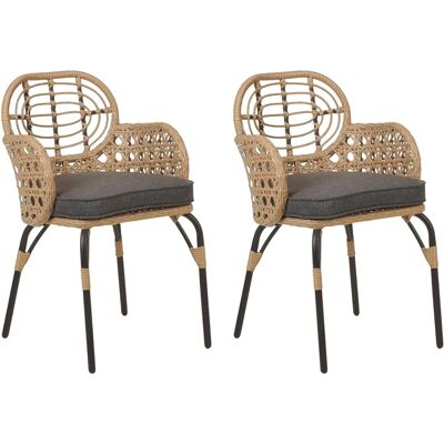 Beliani Ensemble de 2 Chaises en Rotin PE Naturel - Chaises de Jardin - Publicité Beliani Ensemble de 2 Chaises en Rotin PE Naturel - Chaises de Jardin - Publicité