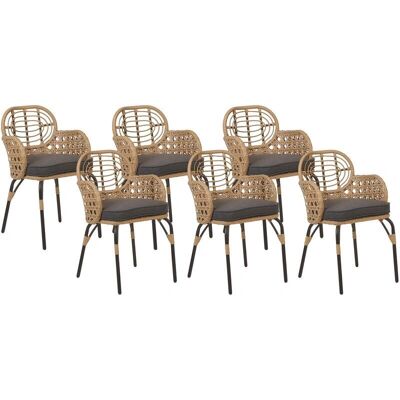 Beliani Ensemble de 6 chaises en rotin PE naturel avec coussins - Chaises de jardin - Publicité Beliani Ensemble de 6 chaises en rotin PE naturel avec coussins - Chaises de jardin - Publicité