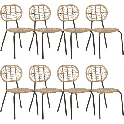 Ensemble de 8 chaises Beliani - Rotin PE Naturel - Design bohème - Publicité Ensemble de 8 chaises Beliani - Rotin PE Naturel - Design bohème - Publicité