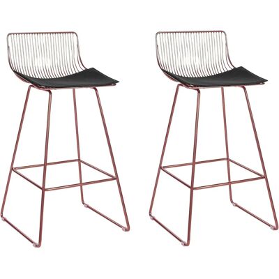 Beliani Roségold Metall Barstühle Set 2 Beliani Roségold Metall Barstühle Set 2