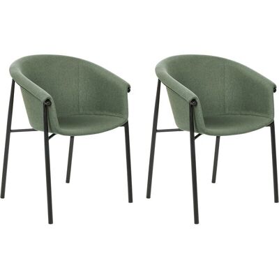Conjunto de 2 sillas de comedor Beliani - Tela Verde Moderna Conjunto de 2 sillas de comedor Beliani - Tela Verde Moderna