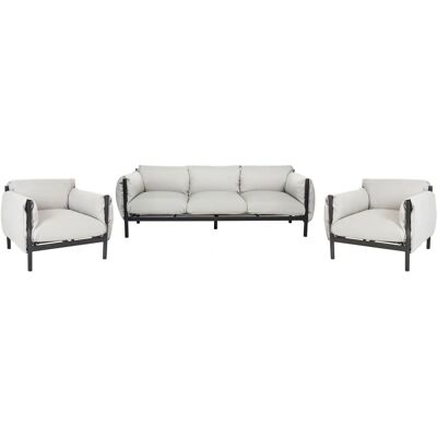 Beliani Asiento de Jardín de Aluminio Sofá de 3 Plazas con Sillones - Conjunto de Sofá de Jardín Beliani Asiento de Jardín de Aluminio Sofá de 3 Plazas con Sillones - Conjunto de Sofá de Jardín