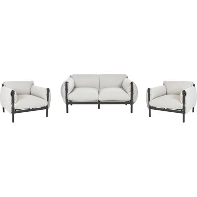 Beliani Asiento de Jardín de Aluminio Sofá de 2 Plazas con Sillones - Conjunto de Muebles de Jardín Beliani Asiento de Jardín de Aluminio Sofá de 2 Plazas con Sillones - Conjunto de Muebles de Jardín