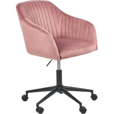 Chaise de Bureau en Velours Rose Beliani - Siège Pivotant - Publicité Chaise de Bureau en Velours Rose Beliani - Siège Pivotant - Publicité