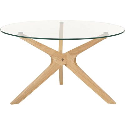 Table basse en verre trempé bois clair - Table basse - Publicité Table basse en verre trempé bois clair - Table basse - Publicité