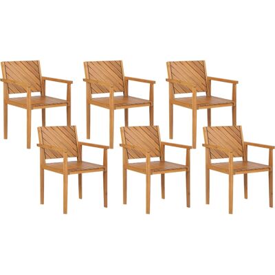 Beliani Set aus 6 Gartensesseln - Akazienholz - Traditioneller Stil Beliani Set aus 6 Gartensesseln - Akazienholz - Traditioneller Stil