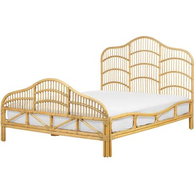 Beliani Sänky Rattan DOMEYROT 140x200cm - Rustiikki Vaalea Puu Beliani Sänky Rattan DOMEYROT 140x200cm - Rustiikki Vaalea Puu